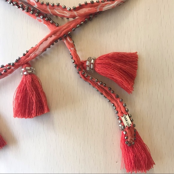 CHAN LUU Red Beaded Tassel Necklace - Picture 5 of 6